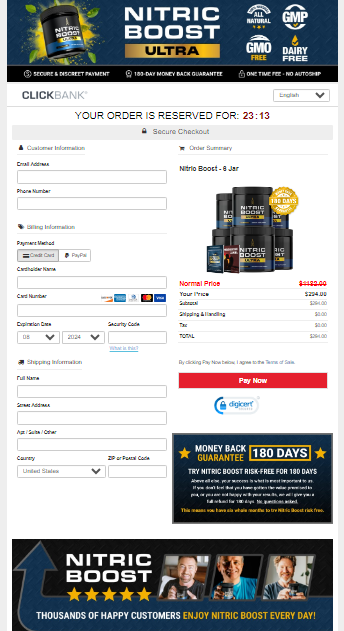 Nitric Boost Secured order page